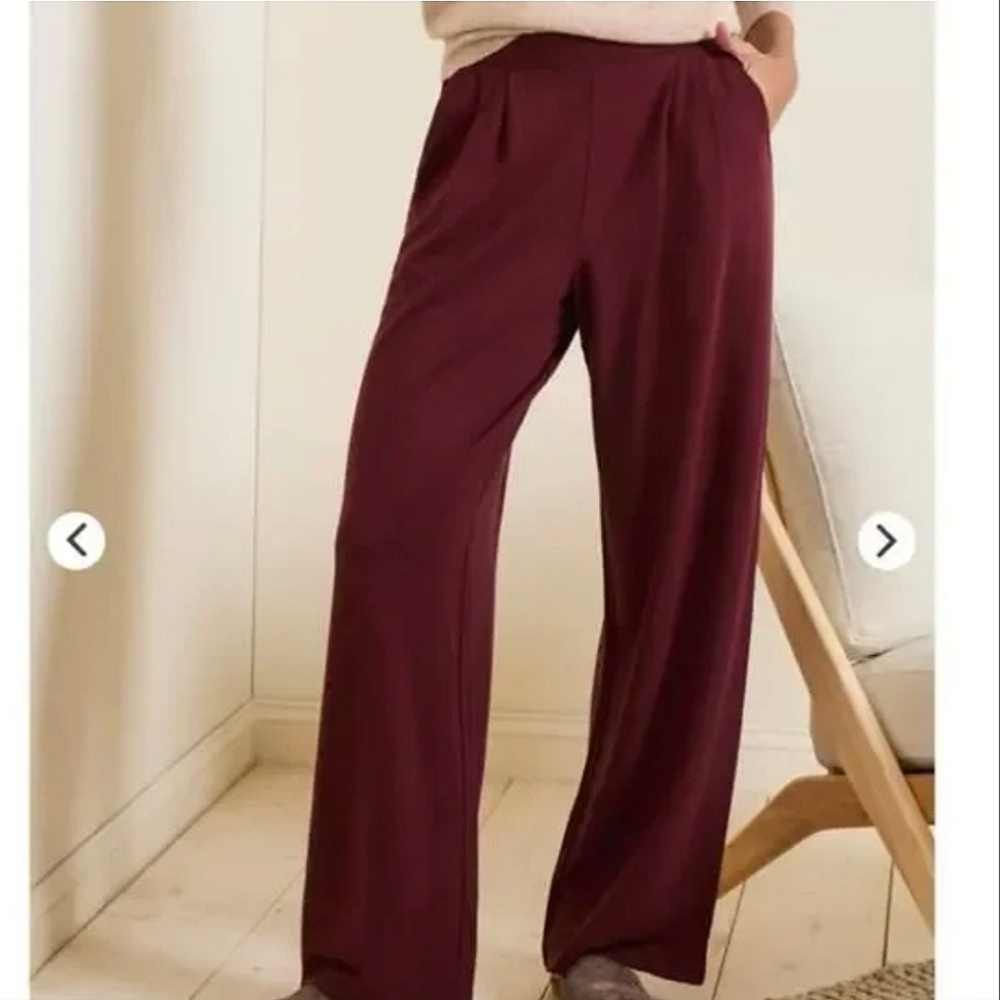 Garnet Hill Wide-Leg Tencel Trousers in Brick Red